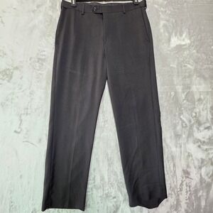 Covington Mens Black Dress Pants Flat Front Straight Leg Trousers 34x32